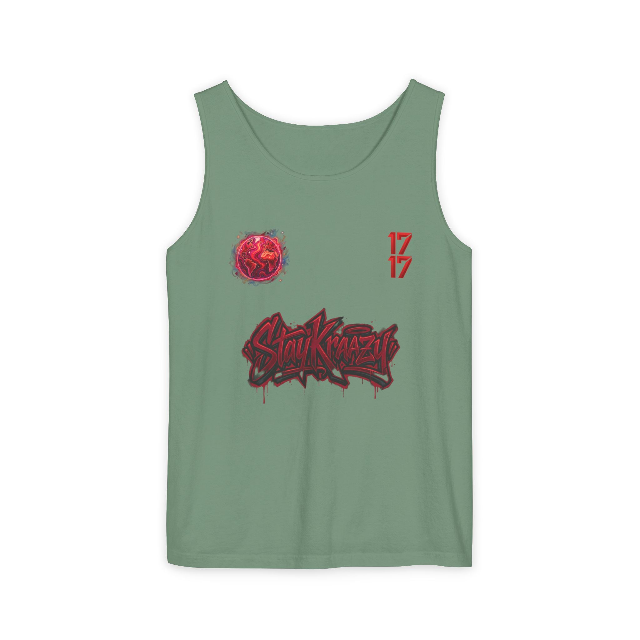 Red Planet Graphic Tank Top — '17/17' Streetwear Planet Design
