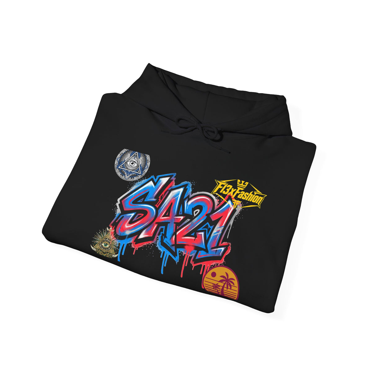 Graffiti S421 Hoodie — Retro Streetwear Graphic Pullover