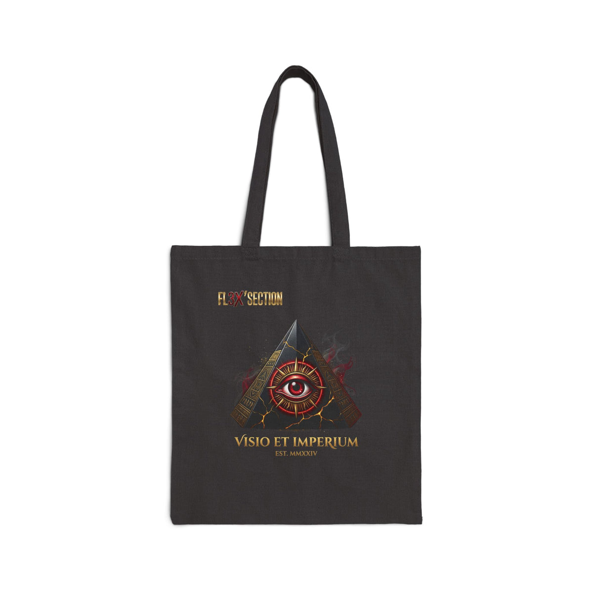 Occult Pyramid Eye Canvas Tote Bag – 'Visio et Imperium' Graphic Tote