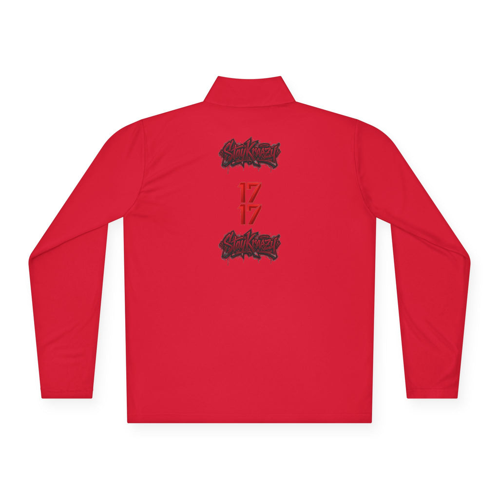 Quarter-Zip Pullover — Minimal Red '17' Logo Athletic Pullover