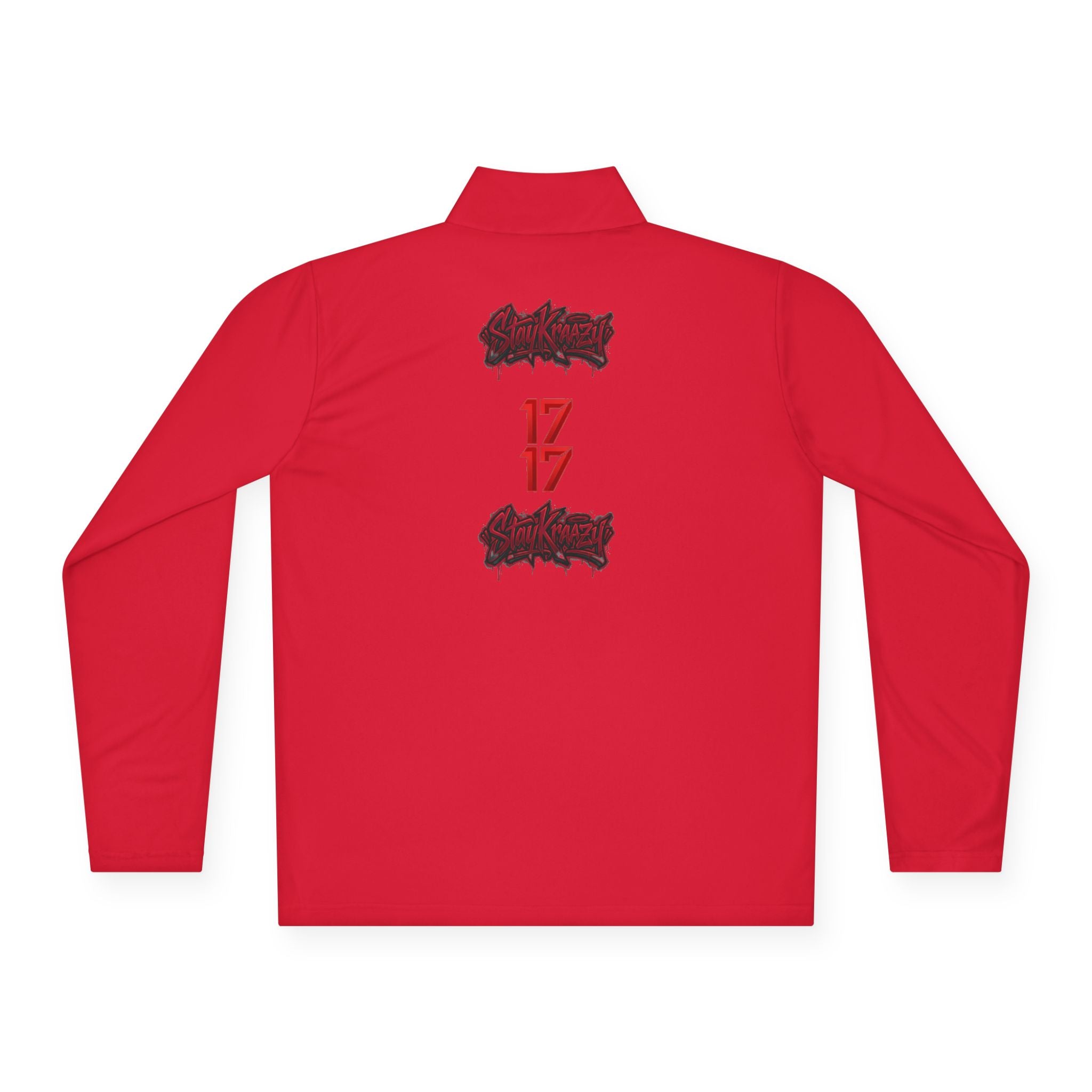 Quarter-Zip Pullover — Minimal Red '17' Logo Athletic Pullover