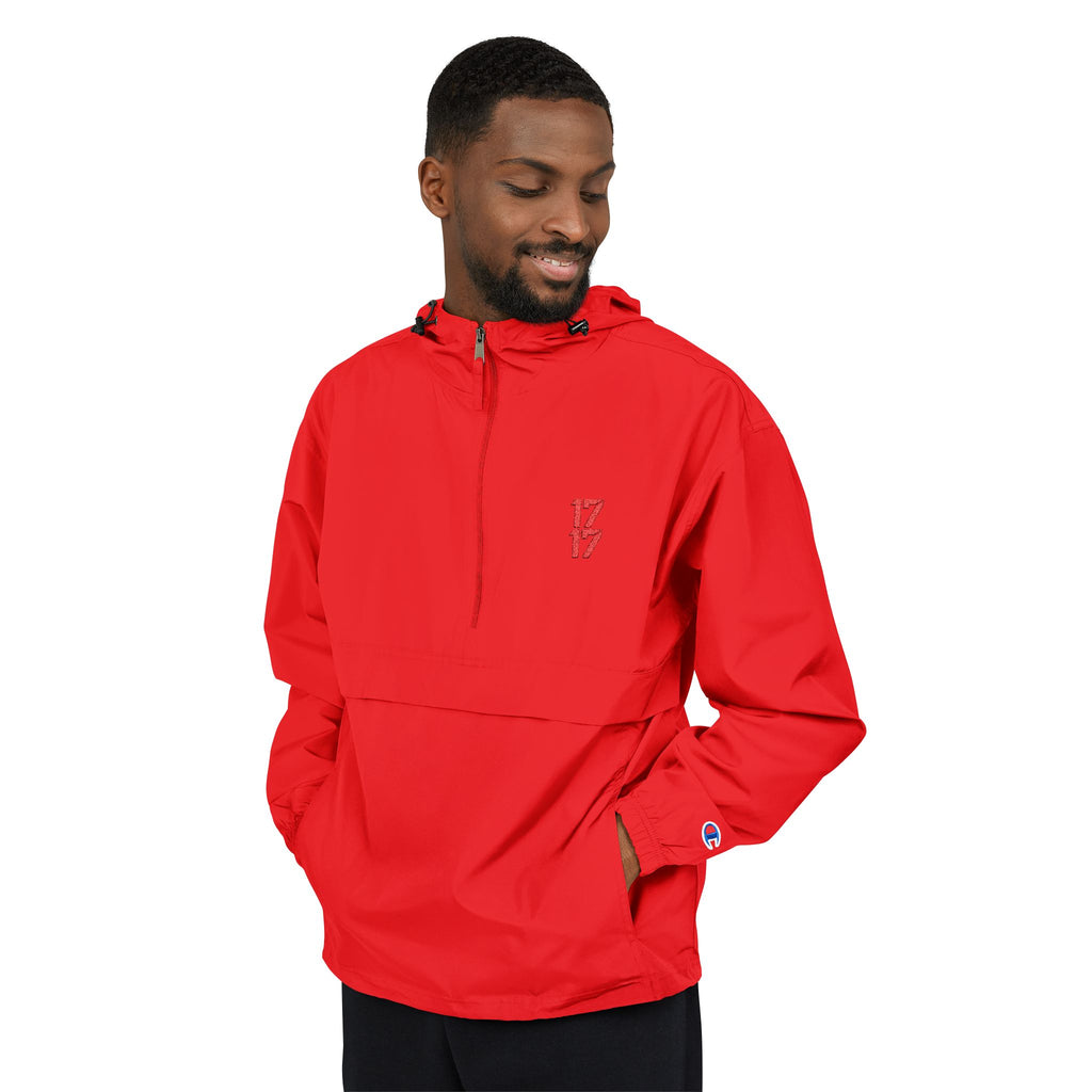 Packable Anorak Jacket — Lightweight Hooded Windbreaker (Orange)