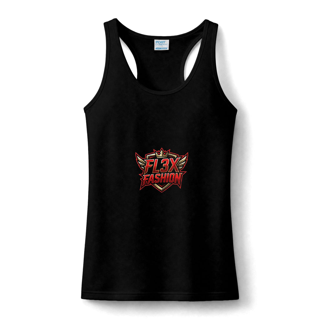 FL3X Fashion Women’s Performance Tank — Red Flame Logo Racerback Activewear