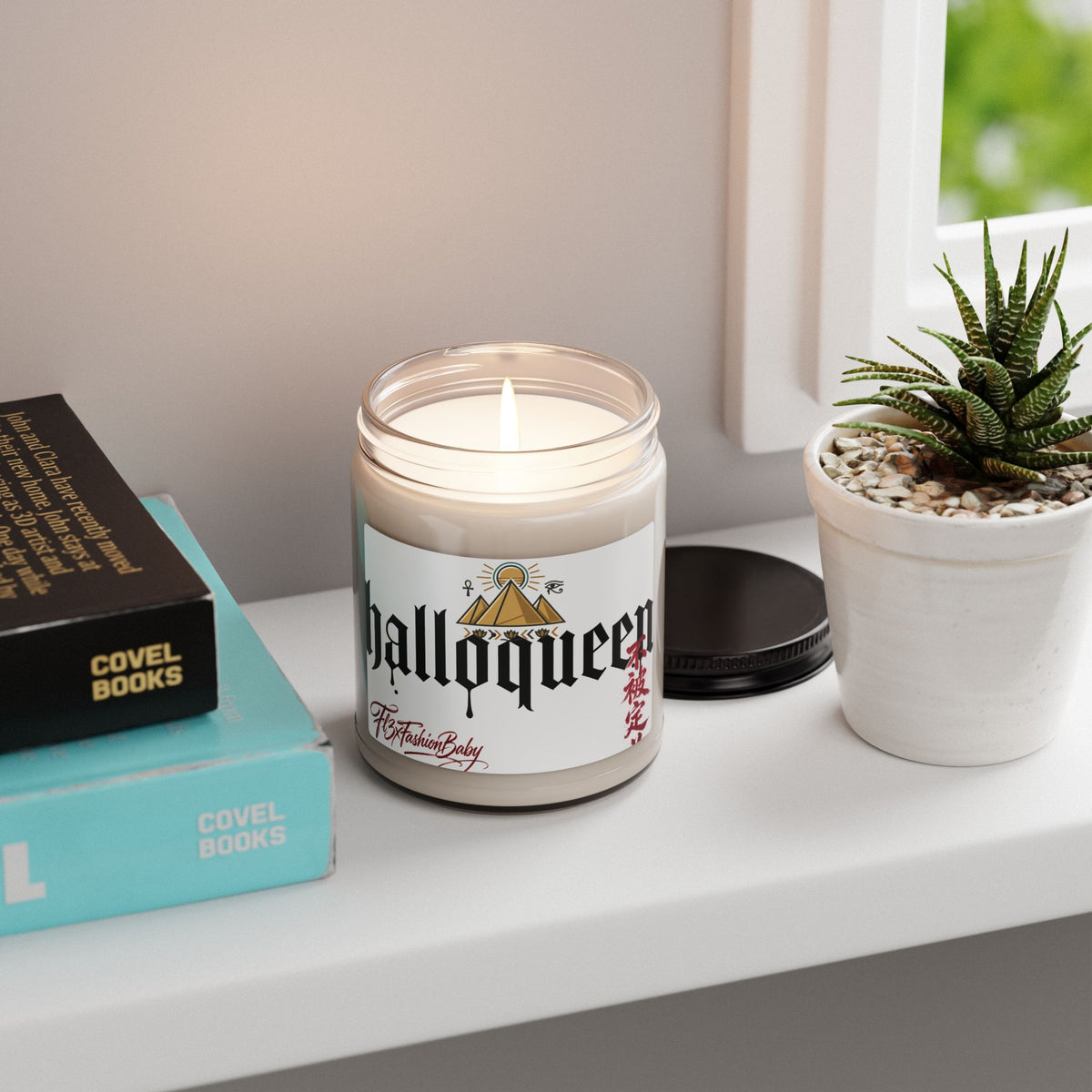 Soy Candle — "Halloqueen" Scented 9oz Jar (Pyramid & Gothic Design)