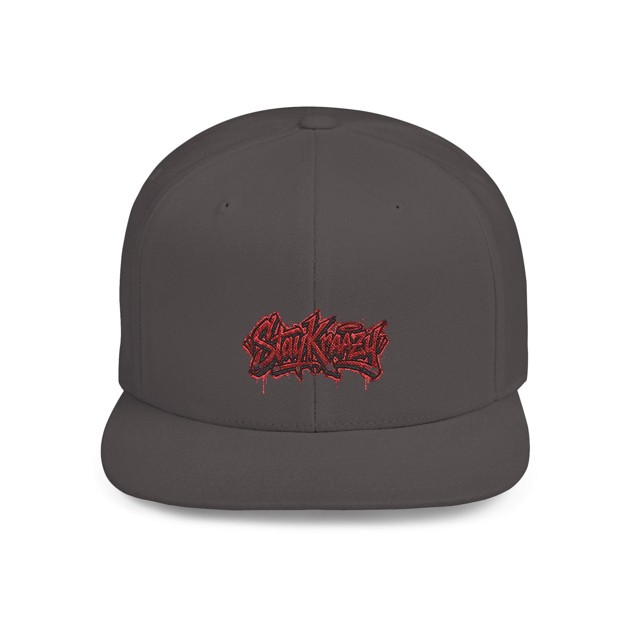 Snapback Hat — Red Graffiti Logo Flat Bill Cap