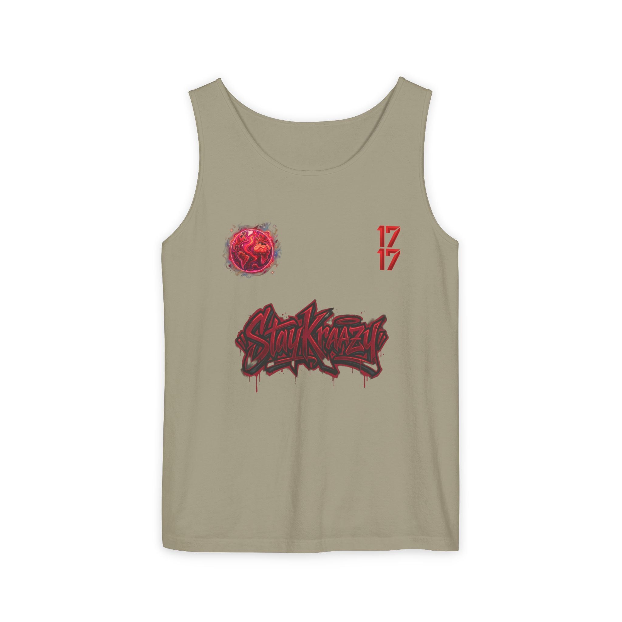 Red Planet Graphic Tank Top — '17/17' Streetwear Planet Design