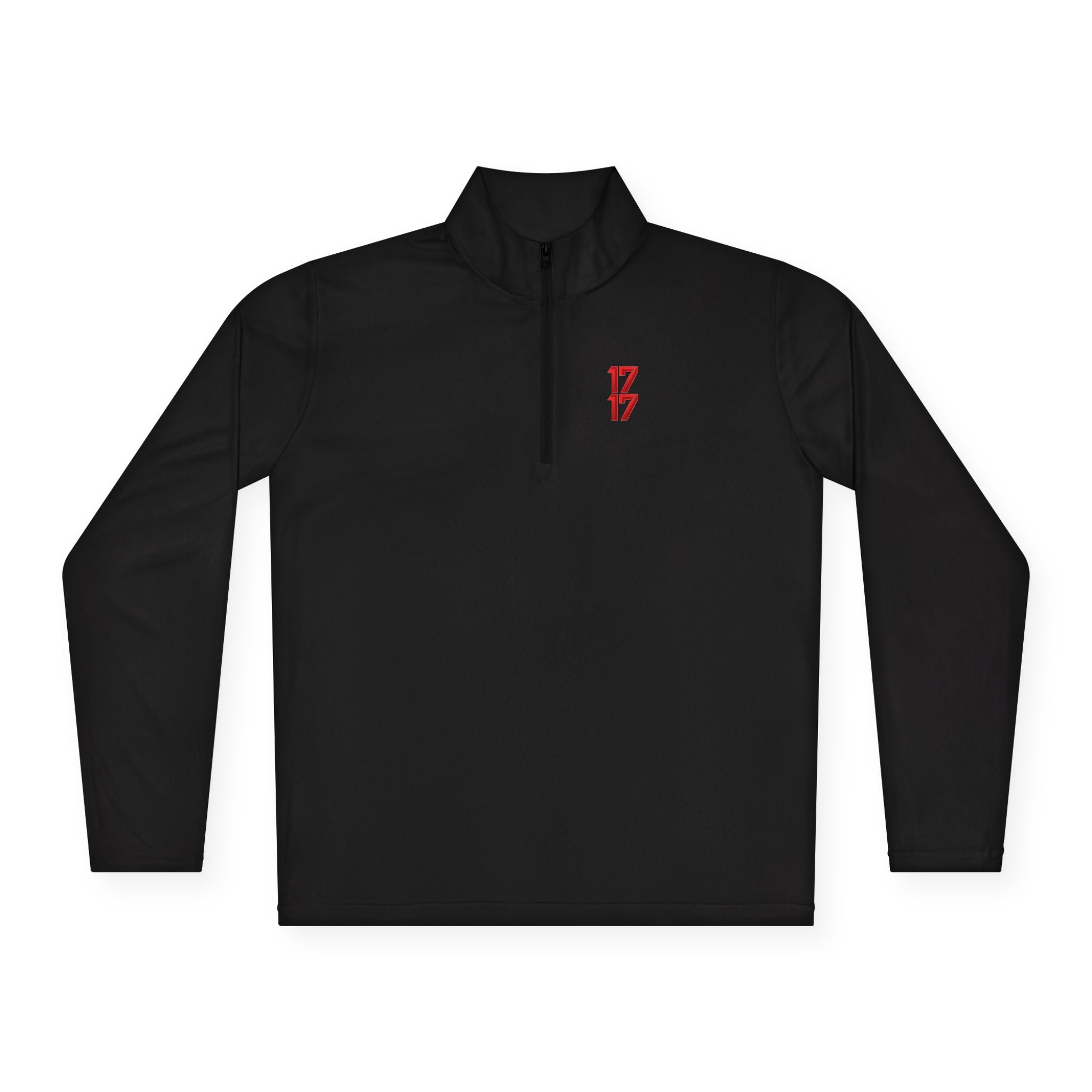 Quarter-Zip Pullover — Minimal Red '17' Logo Athletic Pullover