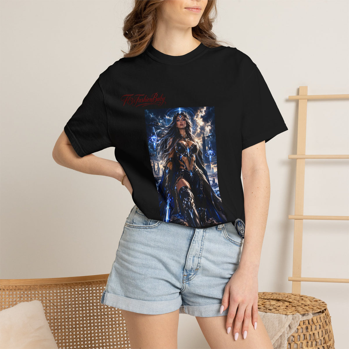 Fantasy Warrior Graphic T-Shirt — "FB7FashionBaby" Logo Tee