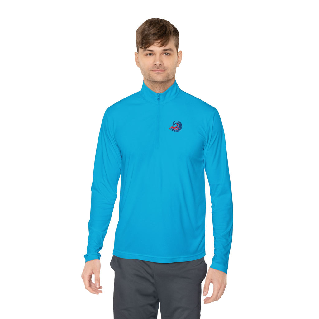 Quarter-Zip Pullover — Coastal Wave Logo Pullover with Back Graphic