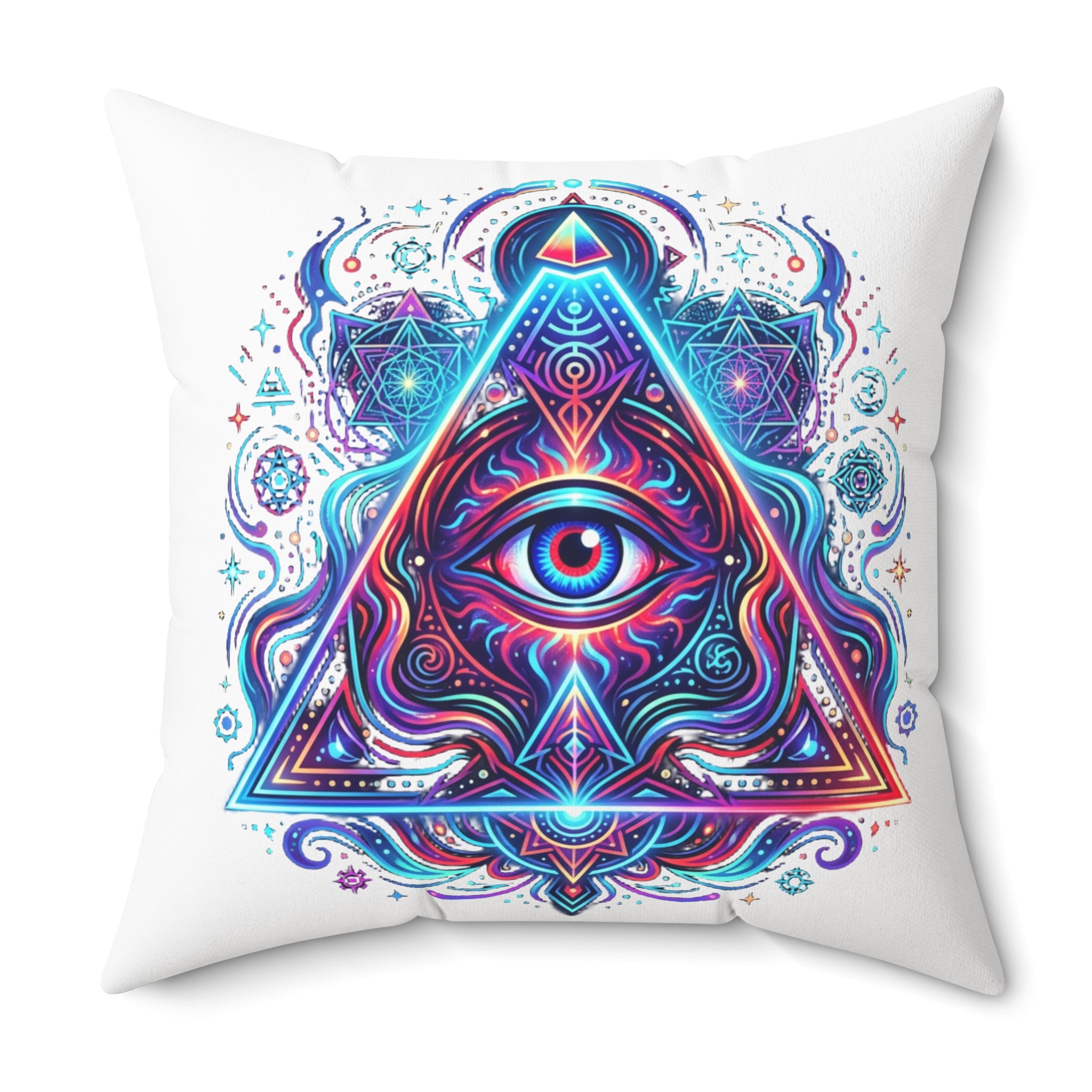 Mystic Third Eye Triangle Pillow - Psychedelic Spiritual Decorative Throw