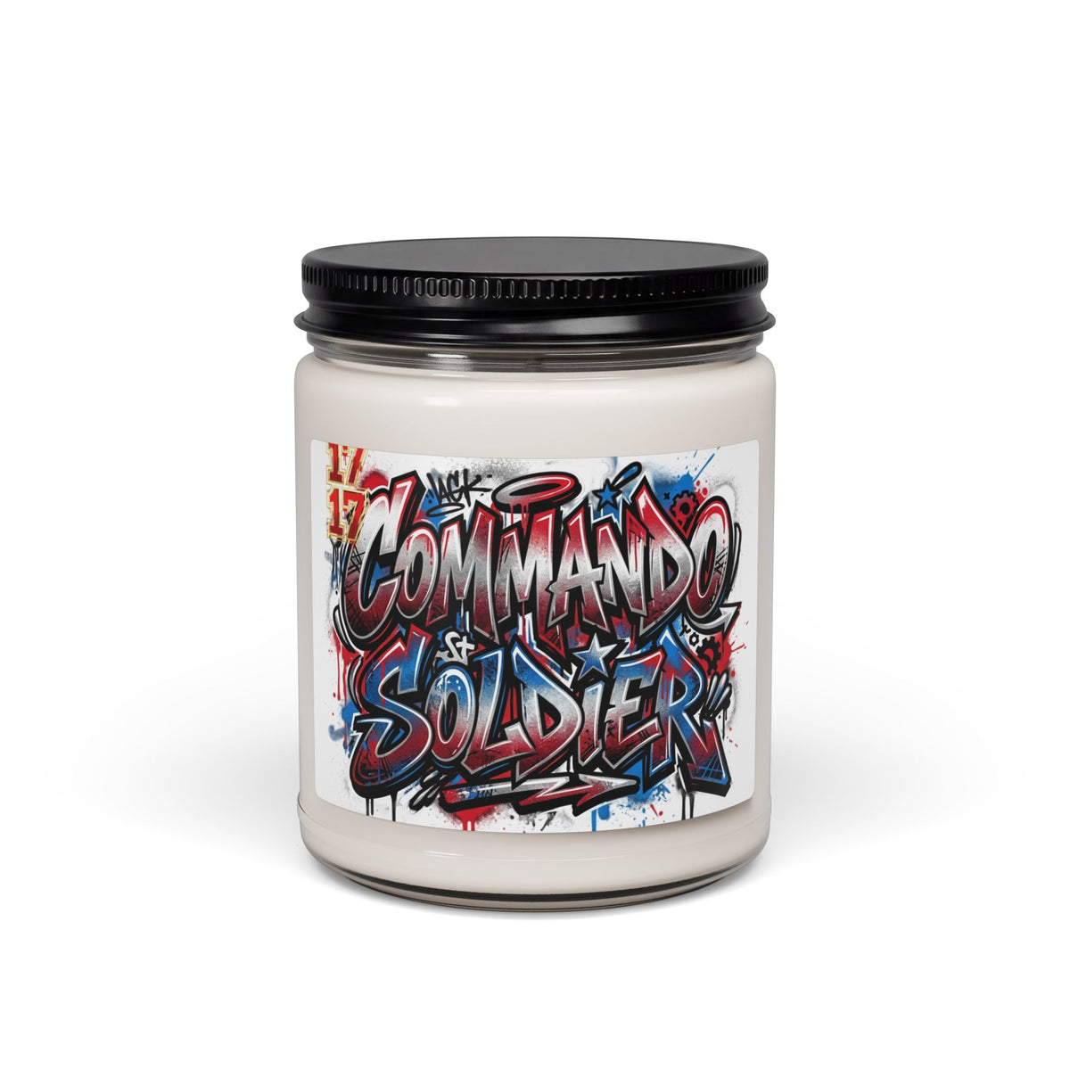 Scented Soy Candle — "Commando Soldier" Graffiti Jar, 9oz
