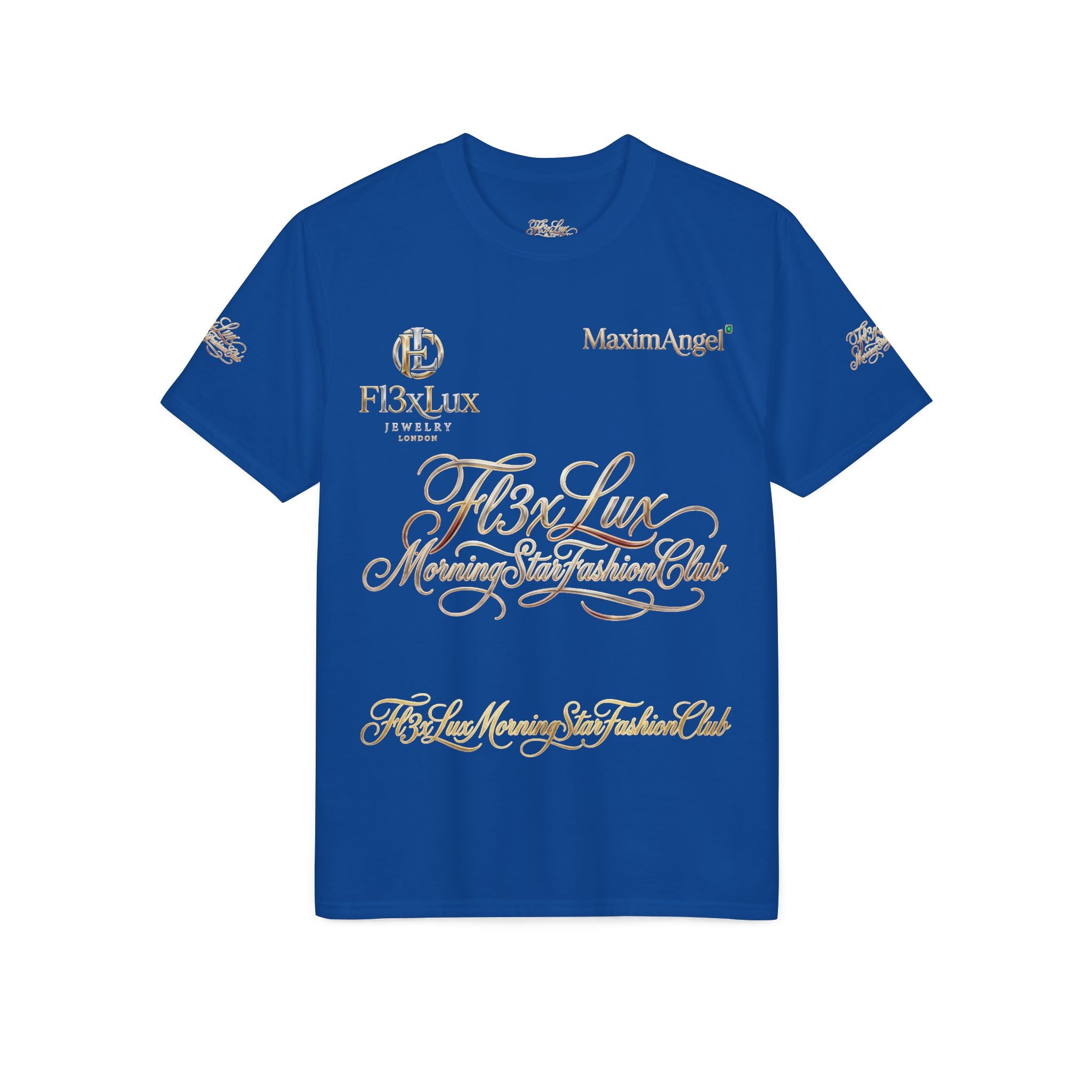 Luxury Gold Script Performance T-Shirt — F3xLux Morning Stay Fashion Club Design