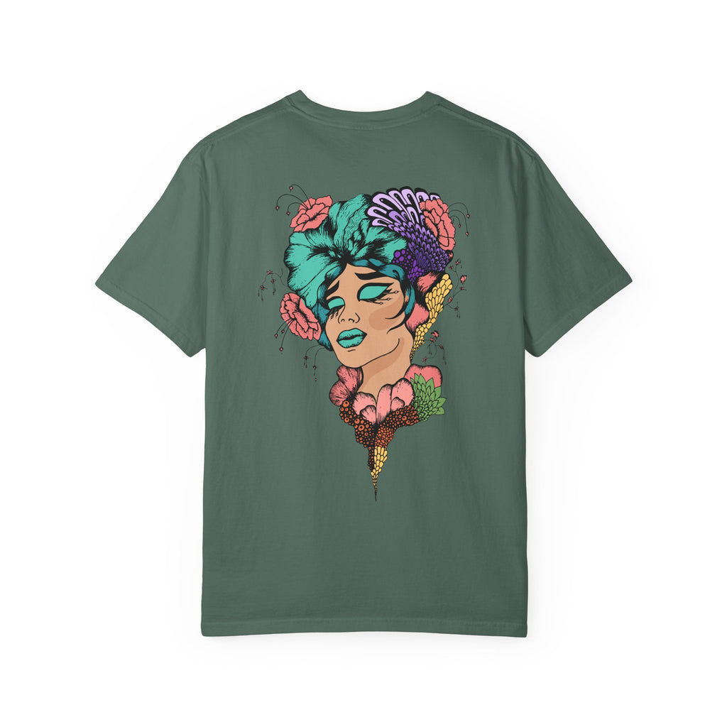 Artistic Floral Portrait T-Shirt — 'Fl3xFashionBaby' Graphic Tee