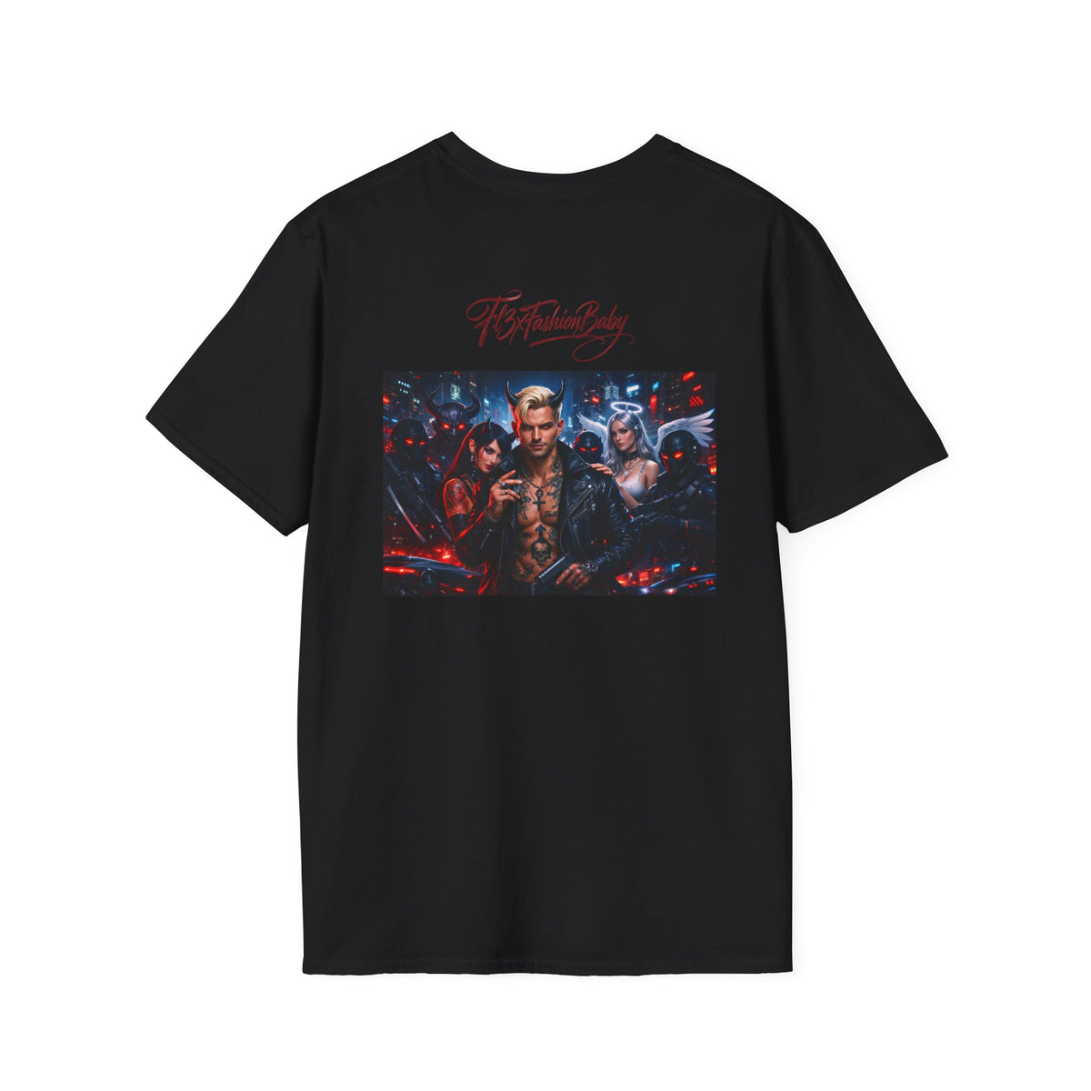 Graphic T-Shirt — F13X Fashion Collage Tee (Surfing Wave & Retro Crew)