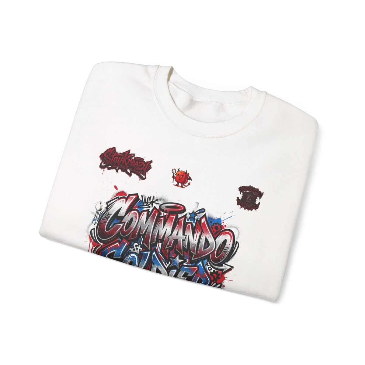 Commando Soldier Graffiti Crewneck Sweatshirt — Military Streetwear Graphic Sweatshirt