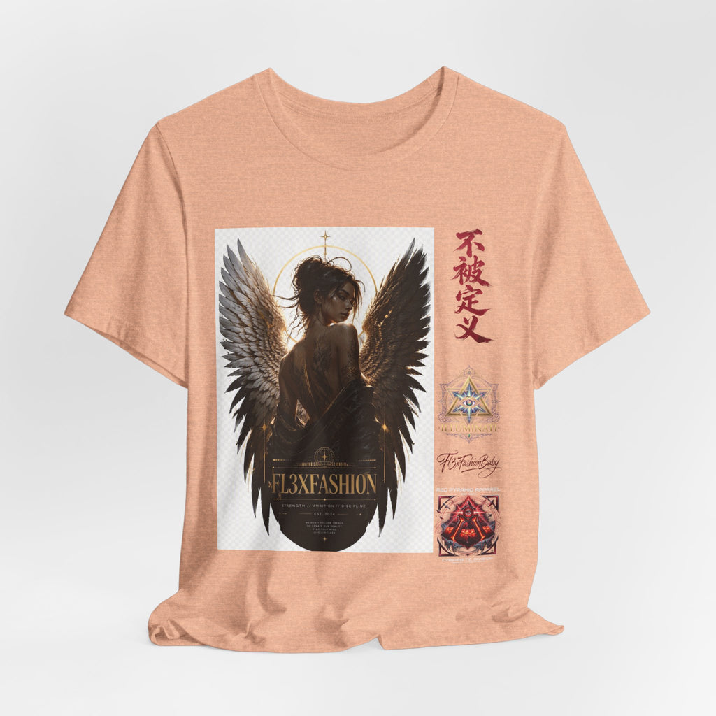 Angel Wings Graphic Tee — '不被定义' Asian-Inspired Dark Angel T-Shirt