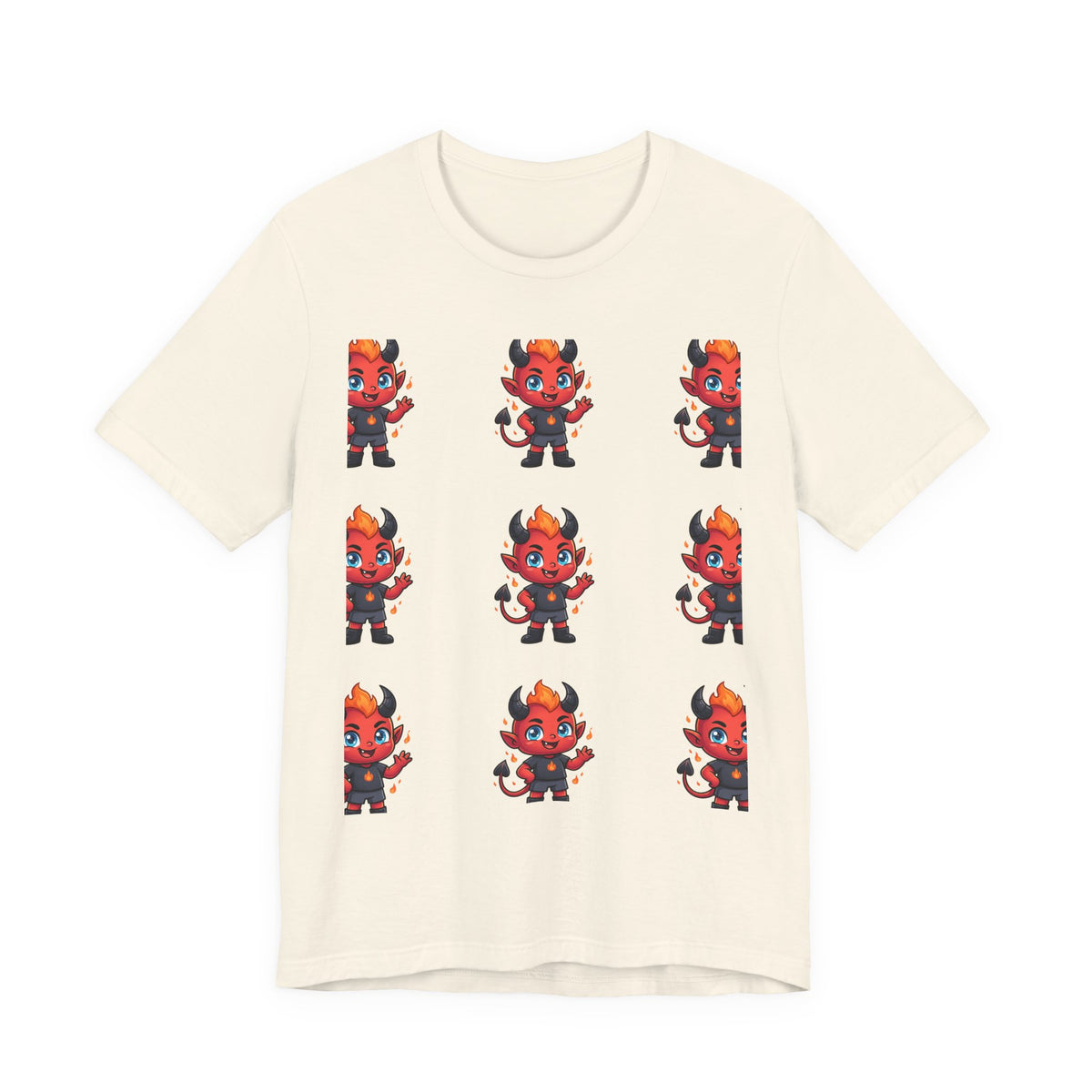 Cute Red Devil Pattern Tee — Kawaii Devil Graphic T-Shirt