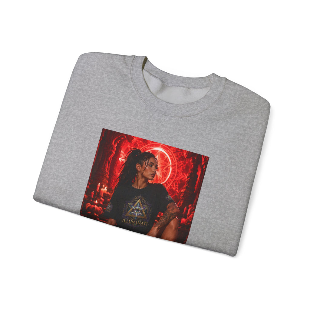 Crewneck Sweatshirt — Gothic Red Neon Angel Photo Print