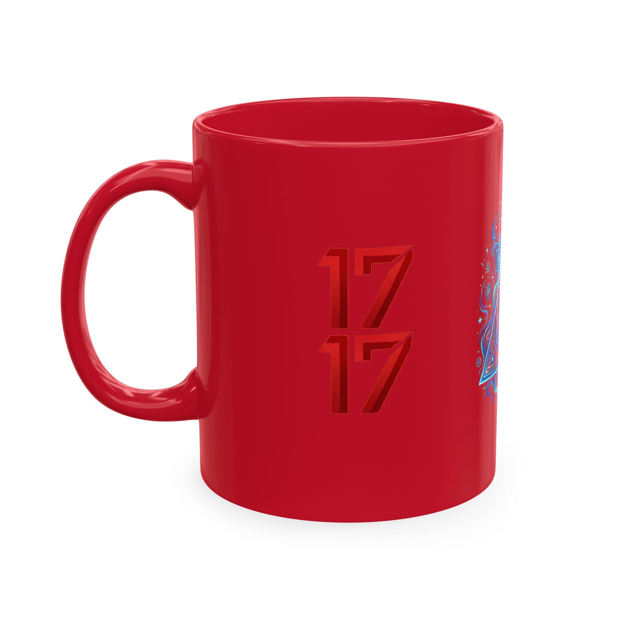 Ceramic Mug — Mystic Third Eye Pyramid Design with 7/17 Red Numerals