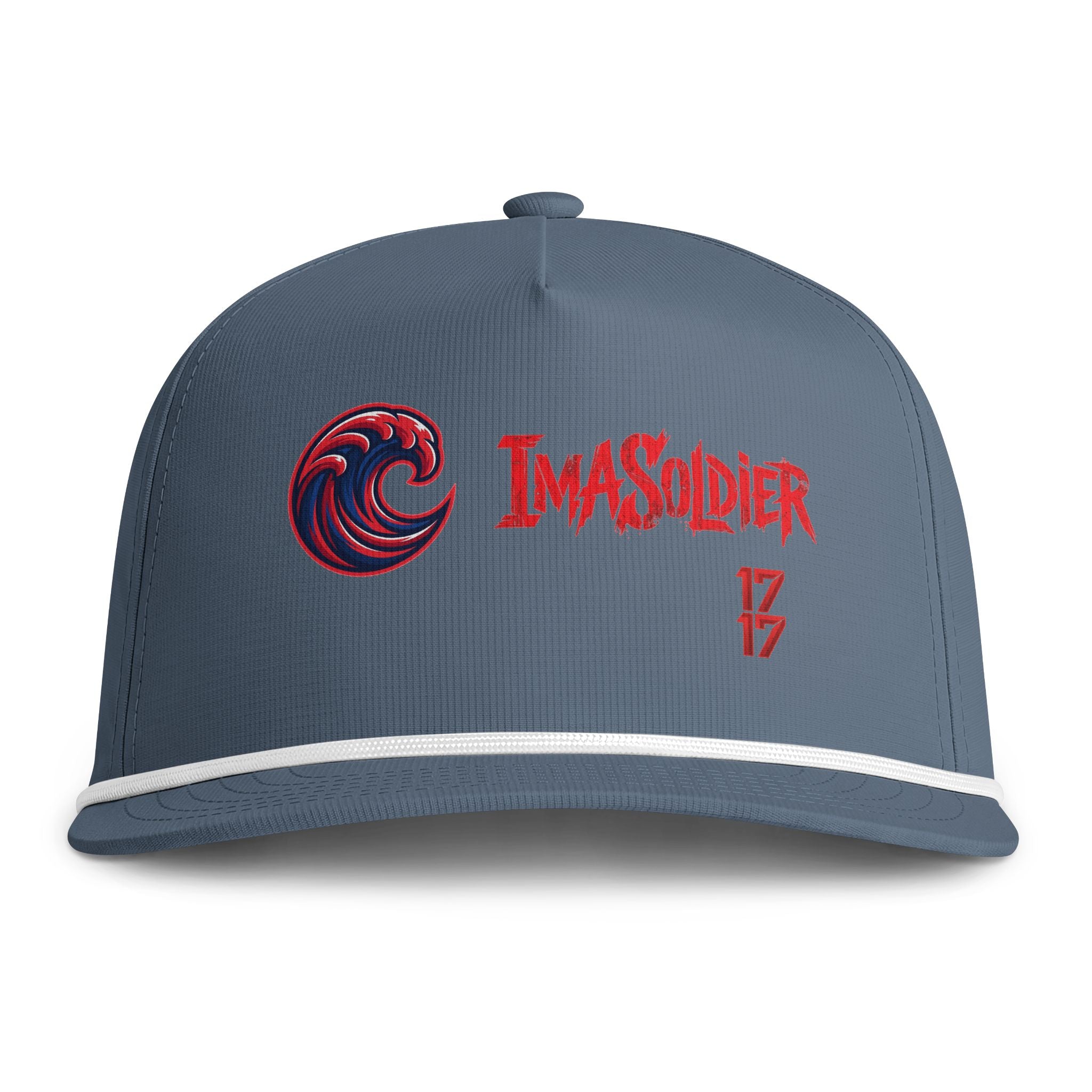 Sunwashed Rope Cap - "IMASOLDIER 17" Embroidered Snapback Hat