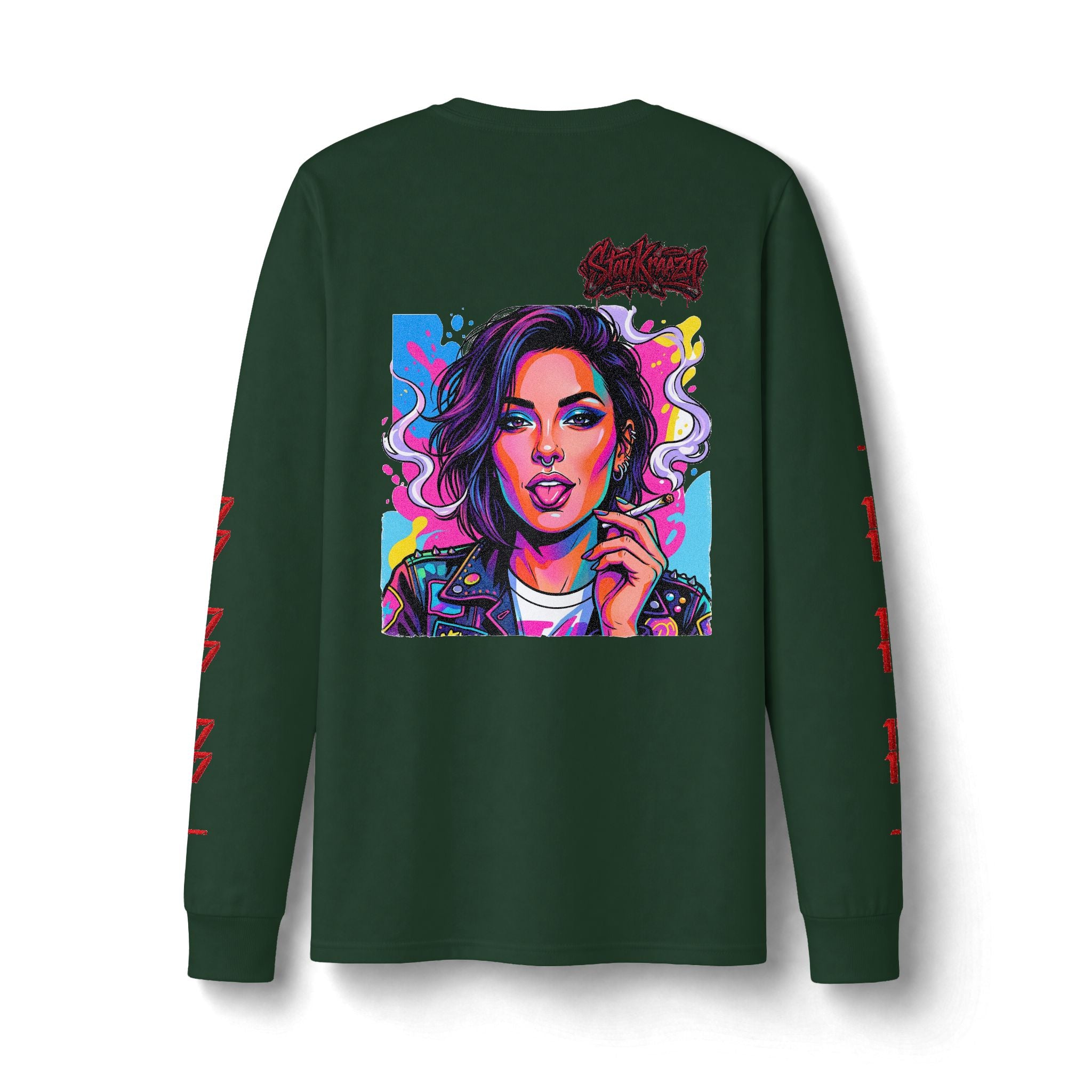Long Sleeve Tee — Neon Pop Portrait Graphic