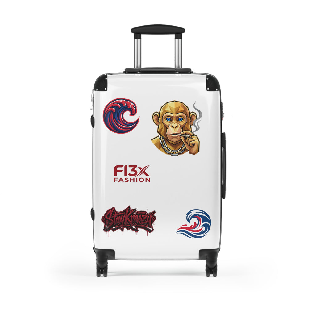 Sticker-Graphic Carry-On Suitcase — Urban Monkey Patch Travel Luggage