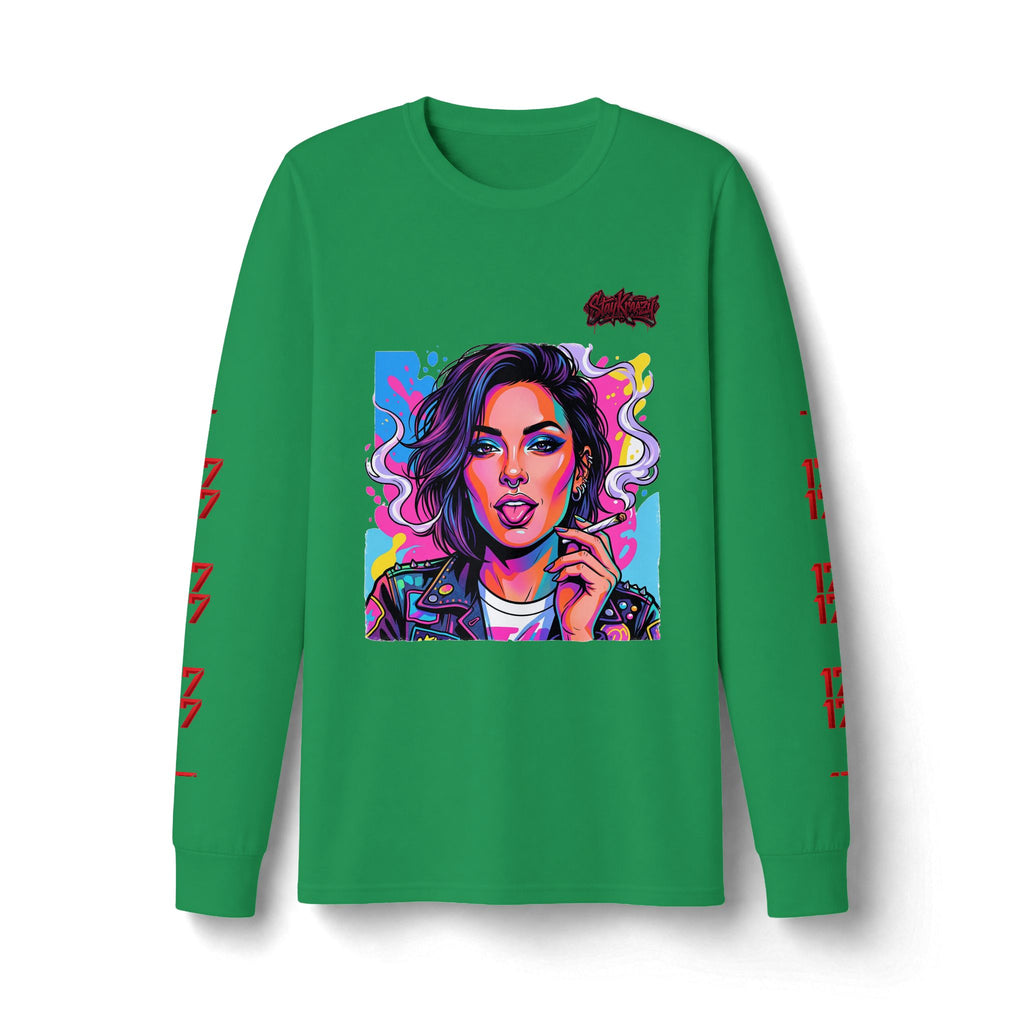 Long Sleeve Tee — Neon Pop Portrait Graphic