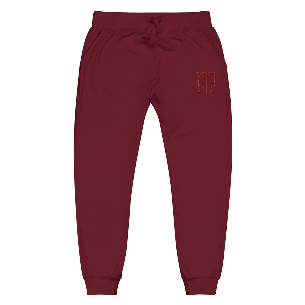 Embroidered Drip Horror Sweatpants — White Fleece Joggers