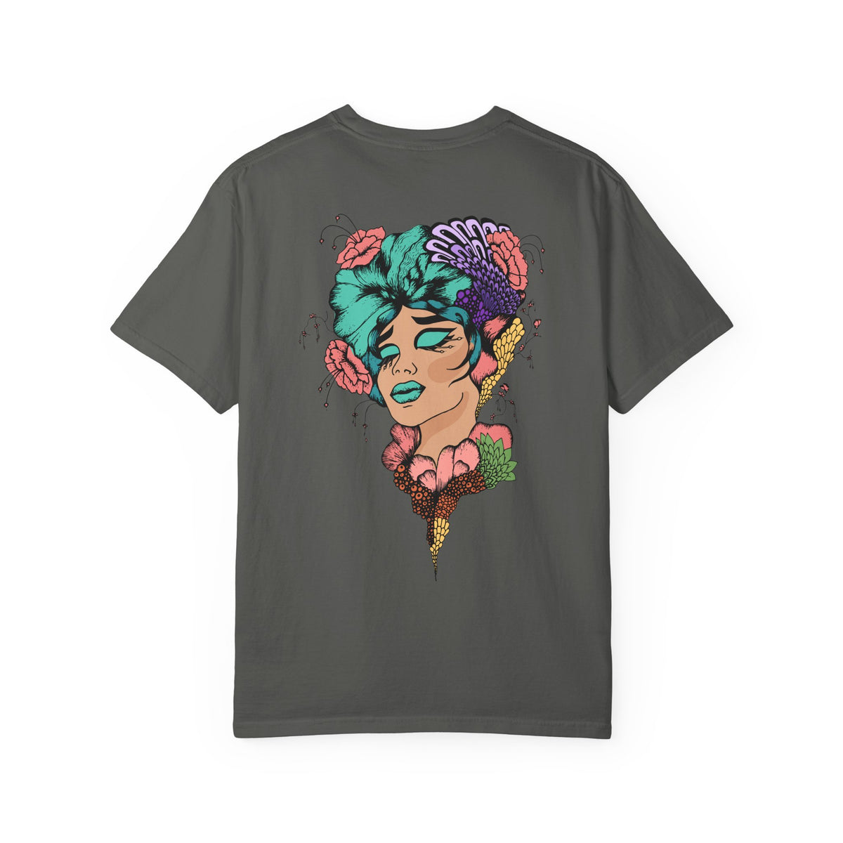 Artistic Floral Portrait T-Shirt — 'Fl3xFashionBaby' Graphic Tee