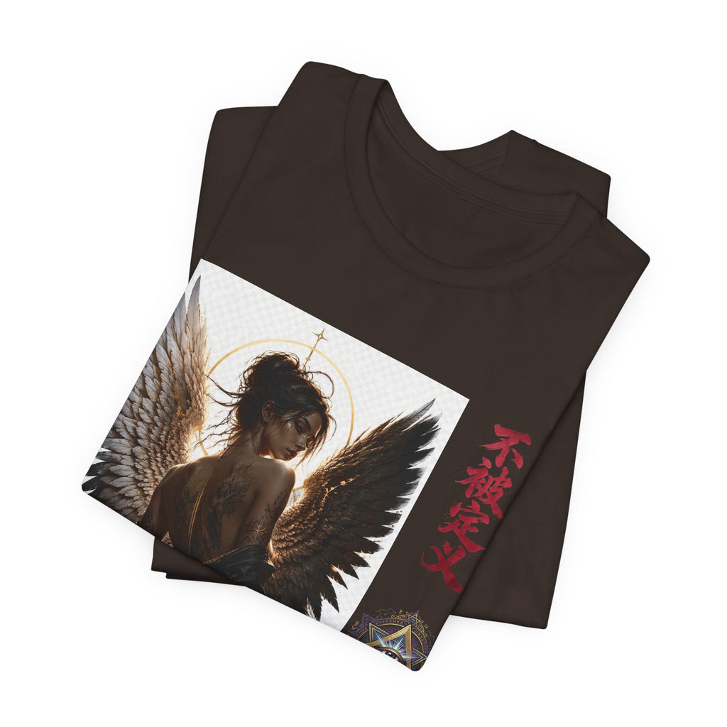 Angel Wings Graphic Tee — '不被定义' Asian-Inspired Dark Angel T-Shirt
