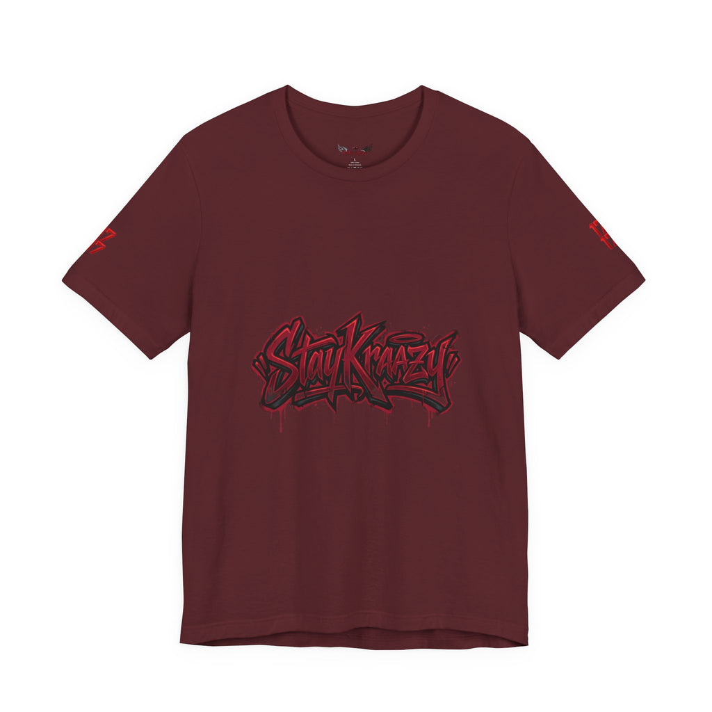 Stay Krazi Graffiti Tee — Red 17 Streetwear T‑Shirt