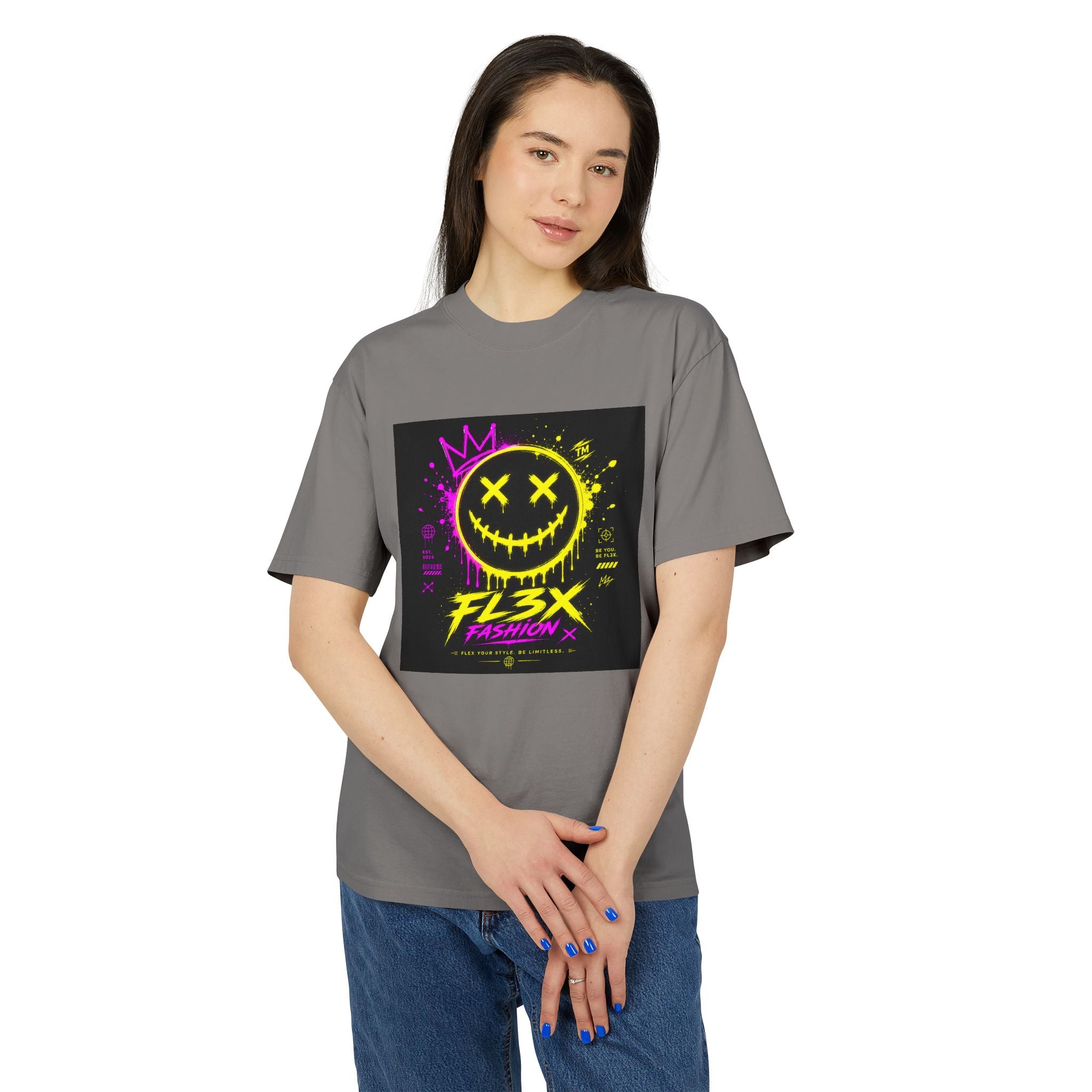 Smiley Streetwear Tee — Neon Crown F13x Fashion Graphic
