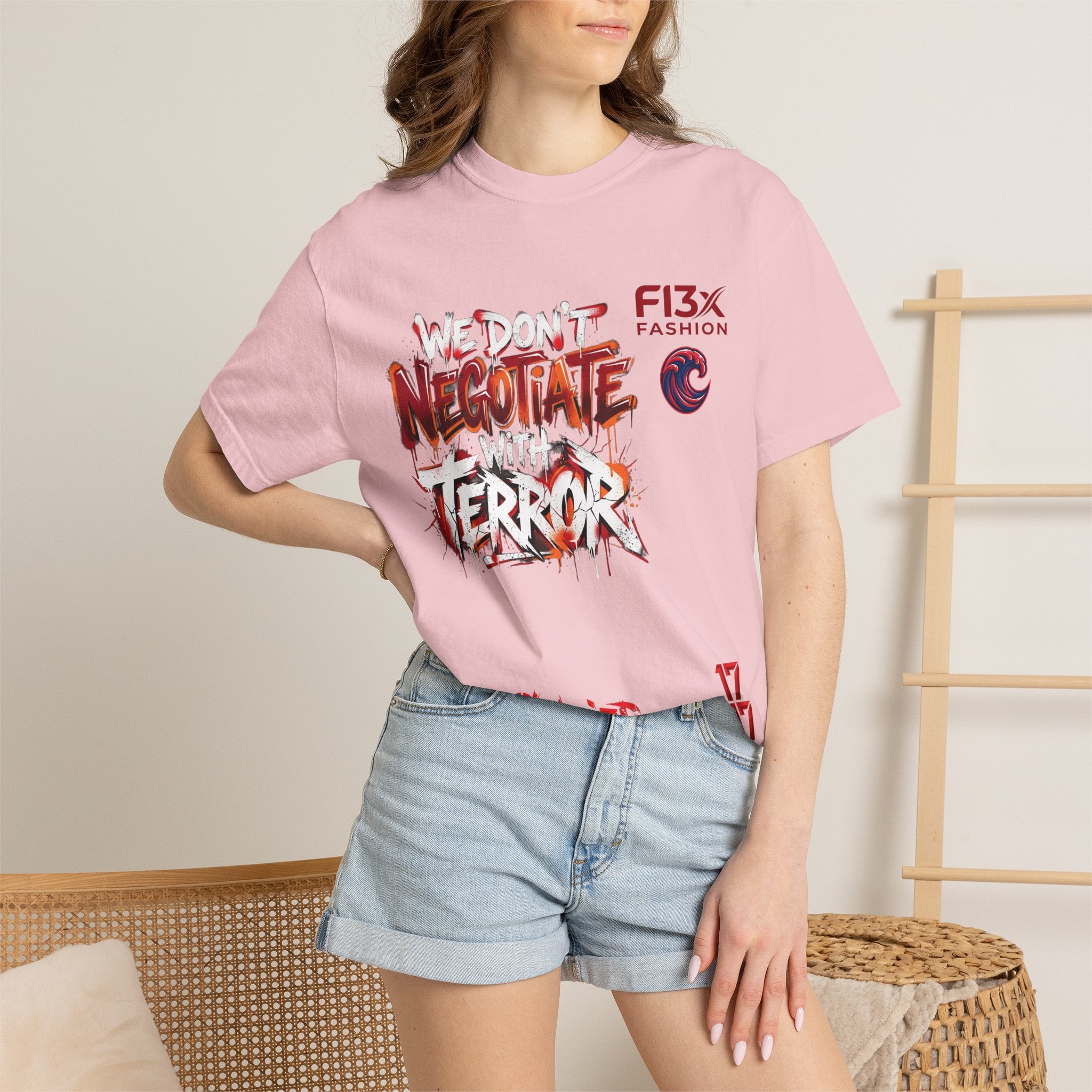 We Don’t Negotiate Terror Graphic T-Shirt — F13x Fashion Front & Back Print