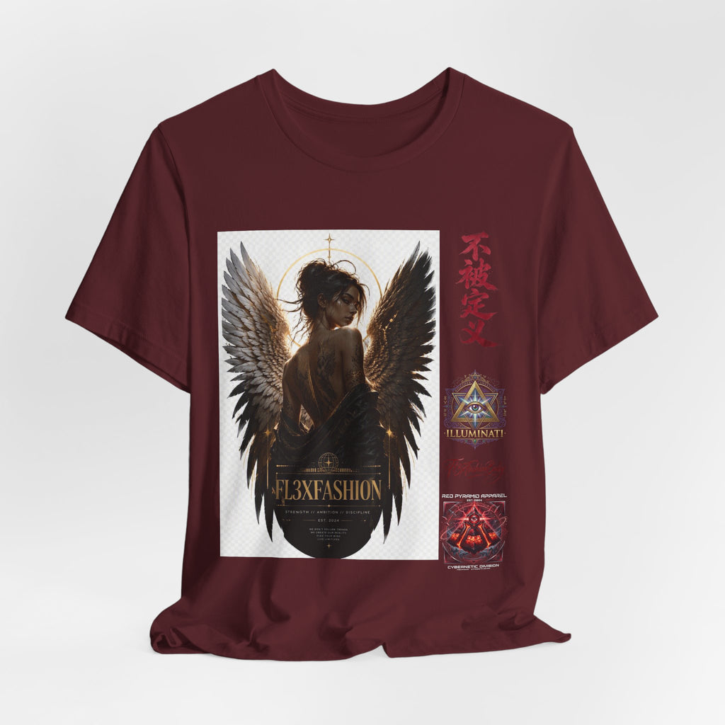 Angel Wings Graphic Tee — '不被定义' Asian-Inspired Dark Angel T-Shirt