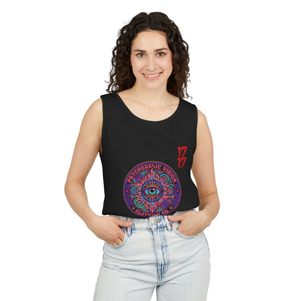 Psychedelic Vision Tank Top — Retro Eye Mandala Graphic
