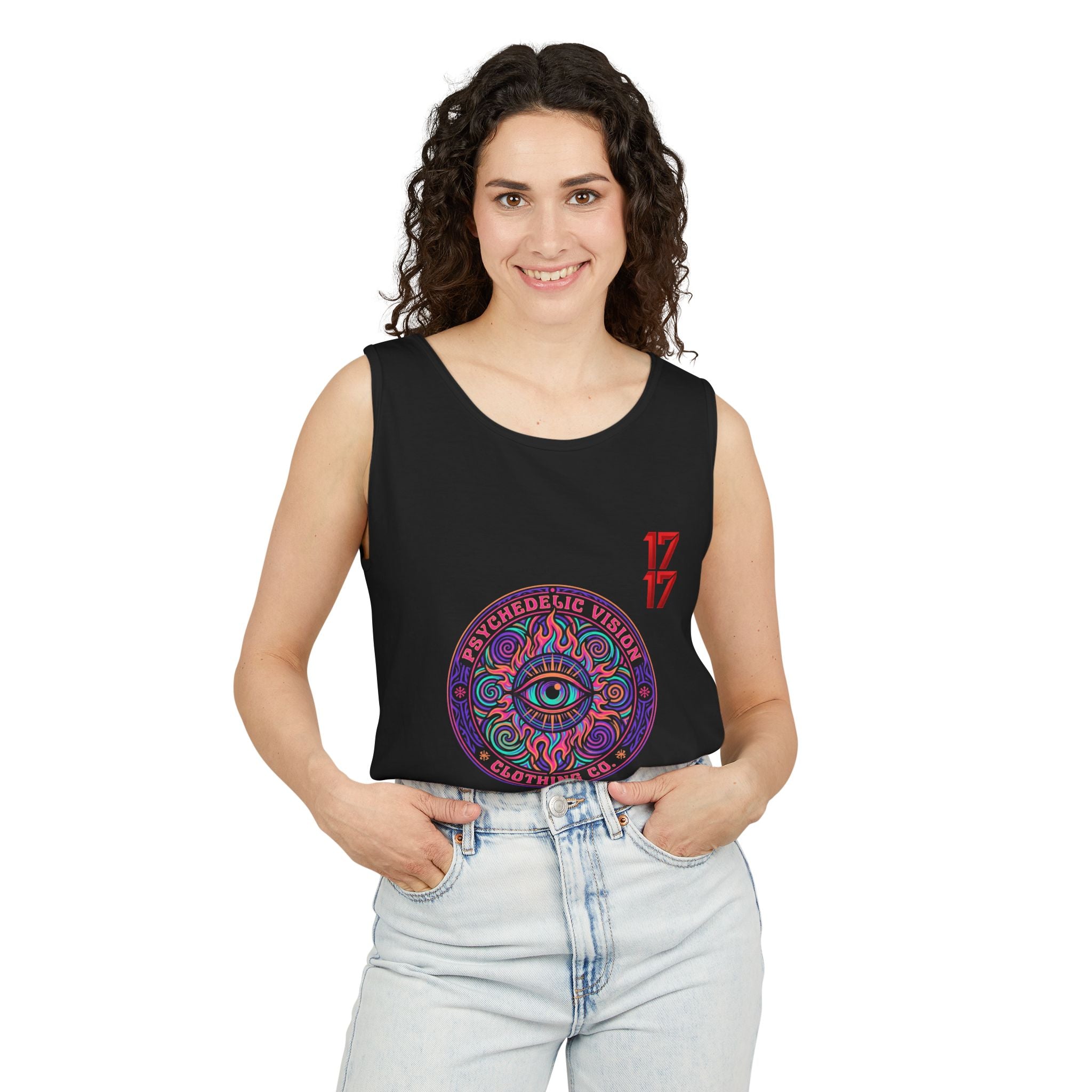 Psychedelic Vision Tank Top — Retro Eye Mandala Graphic
