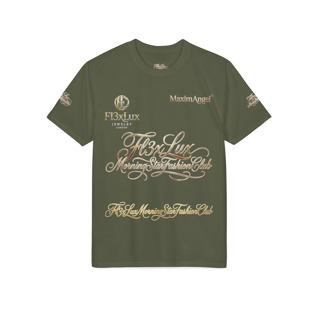 Luxury Gold Script Performance T-Shirt — F3xLux Morning Stay Fashion Club Design