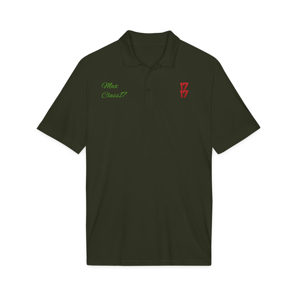 Embroidered 17/17 Polo Shirt with 'Max Crew!!' Accent