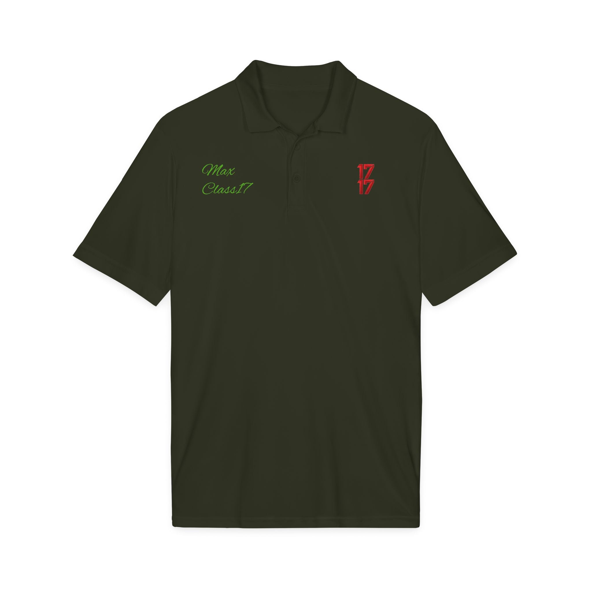 Embroidered 17/17 Polo Shirt with 'Max Crew!!' Accent