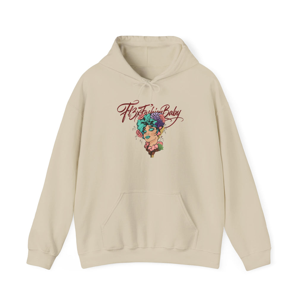 Hoodie — "Fate, Time Baby" Colorful Floral Portrait Graphic Hoodie