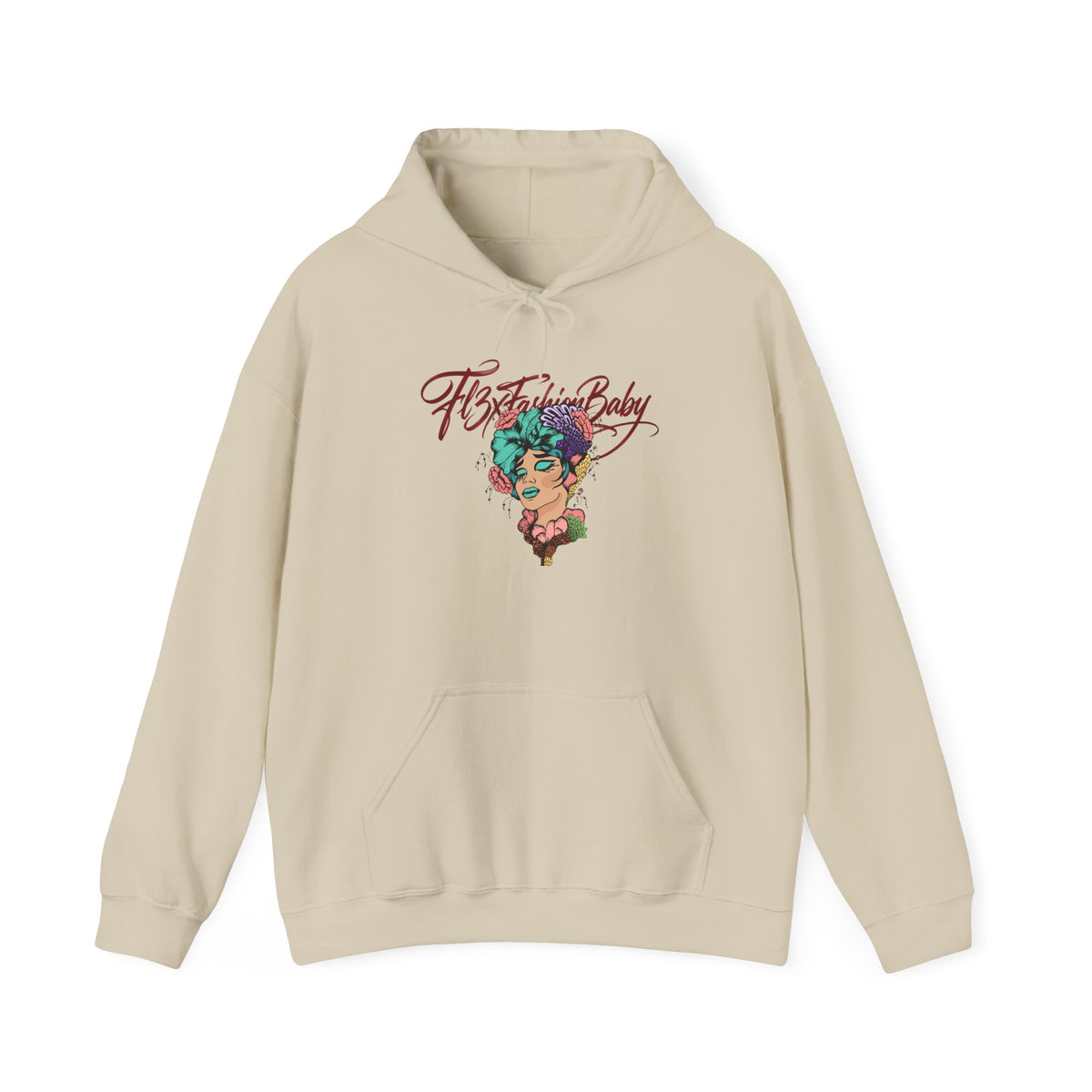 Hoodie — "Fate, Time Baby" Colorful Floral Portrait Graphic Hoodie