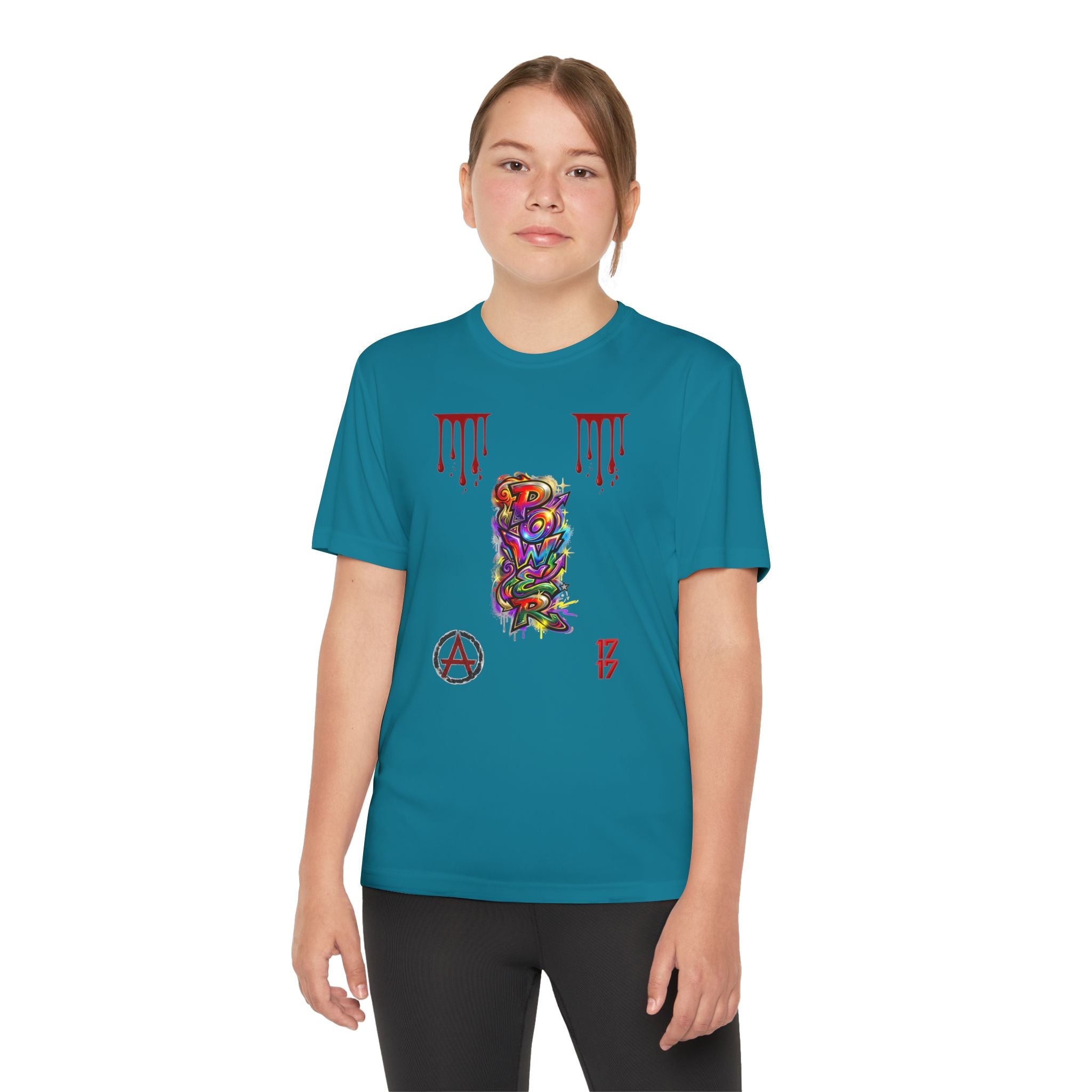 Youth Competitor Tee — Colorful Graffiti Anarchy Graphic T-Shirt