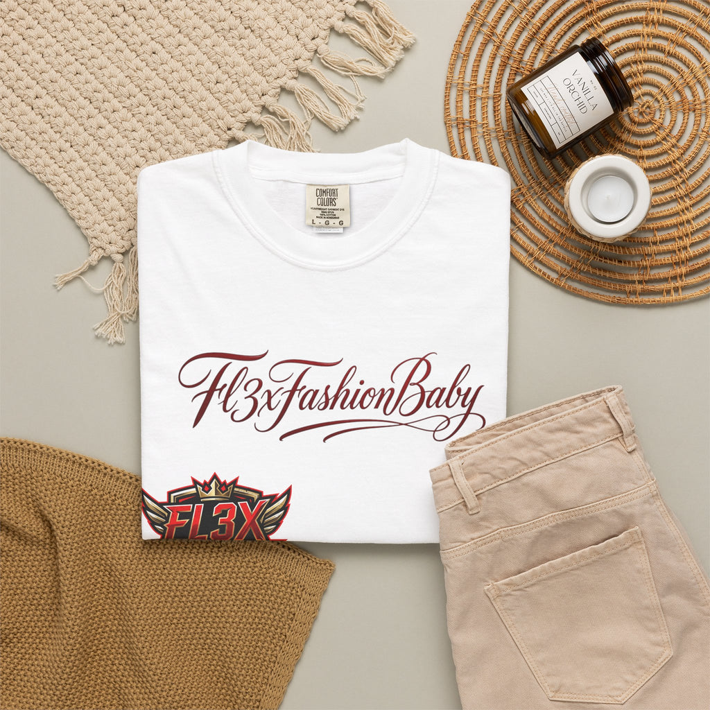 Artistic Floral Portrait T-Shirt — 'Fl3xFashionBaby' Graphic Tee