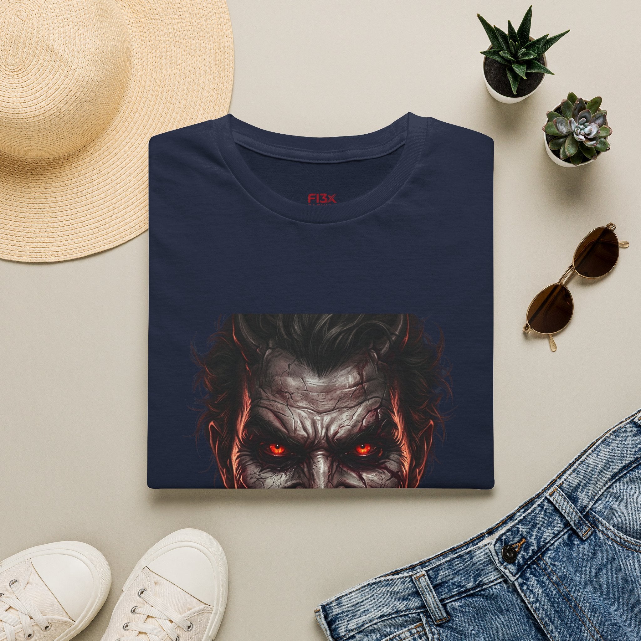 Horror Joker Face T-Shirt — Red-Eyed Villain Graphic Tee
