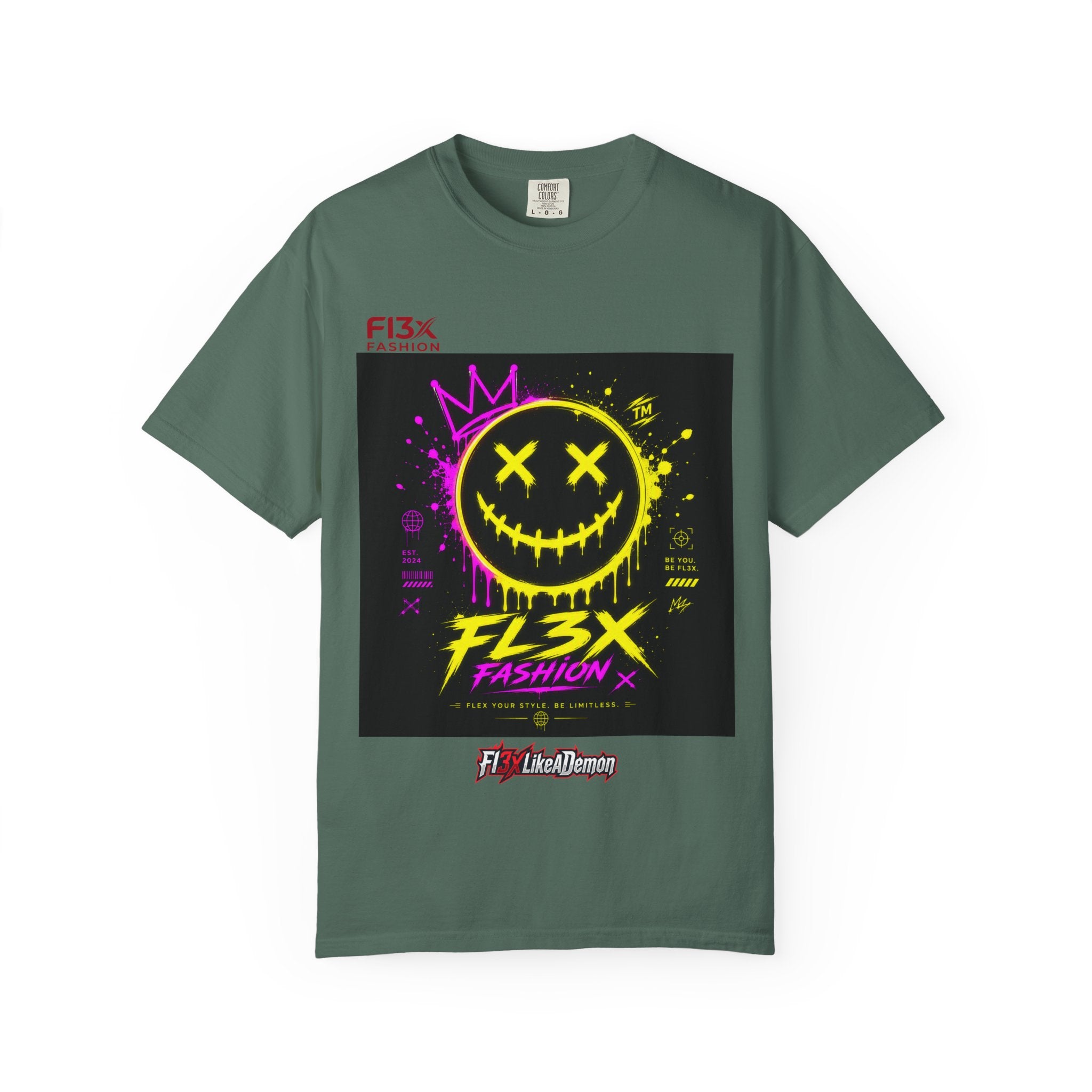 Graphic Tee — Neon Graffiti Smiley "FL3X Fashion"