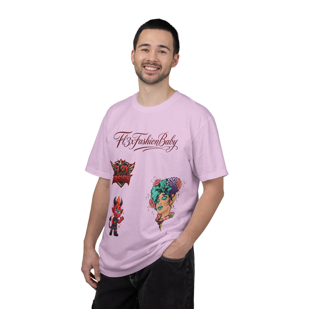 Artistic Floral Portrait T-Shirt — 'Fl3xFashionBaby' Graphic Tee