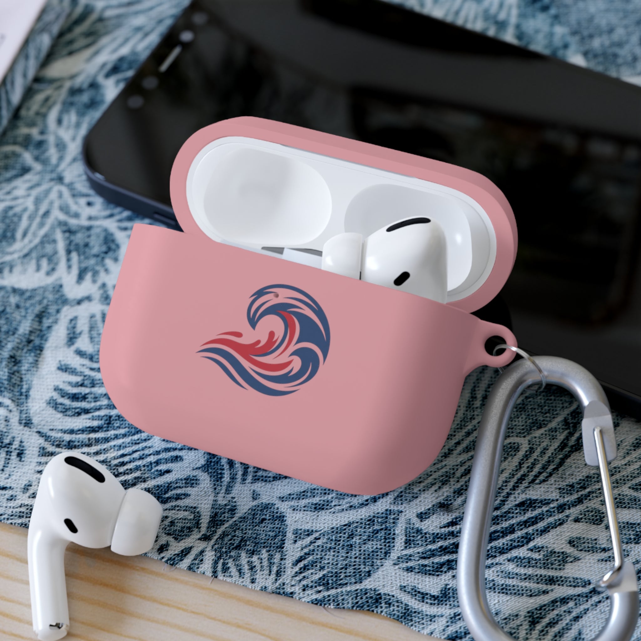 Wave Crest AirPods Case Cover - Patriotic Red White Blue Swirl