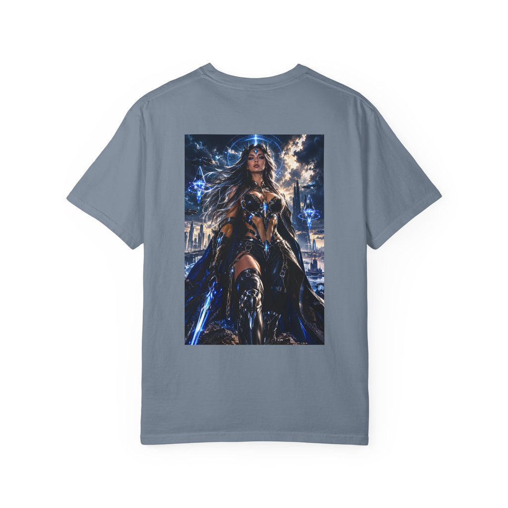 Graphic T-Shirt — Mythic Warrior Back Print with Crest Logos