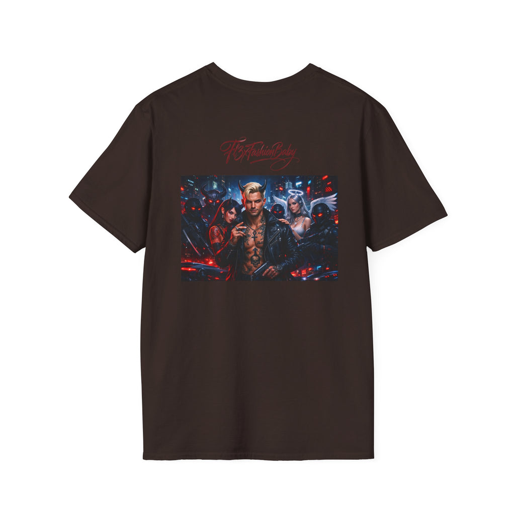 Graphic T-Shirt — F13X Fashion Collage Tee (Surfing Wave & Retro Crew)