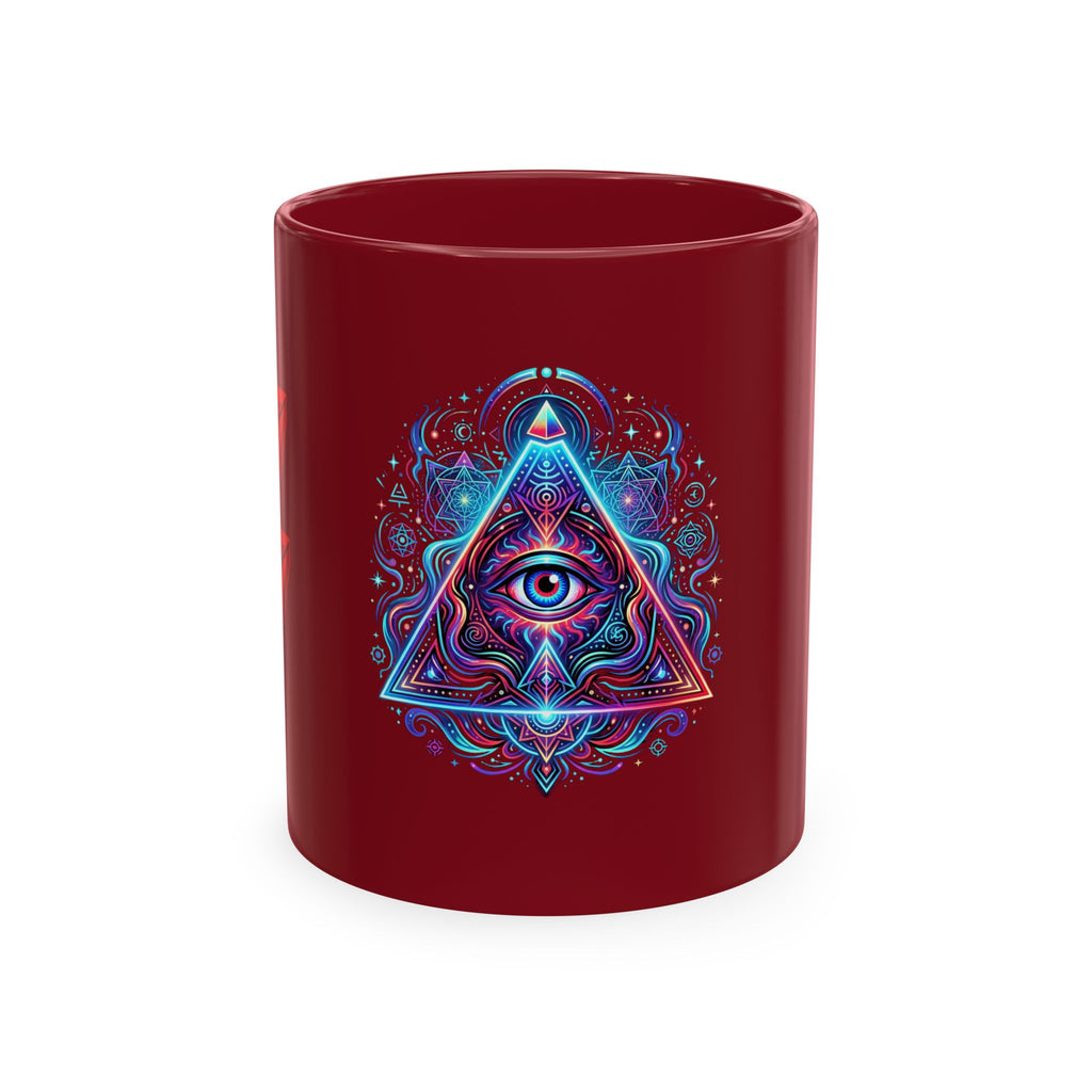 Ceramic Mug — Mystic Third Eye Pyramid Design with 7/17 Red Numerals